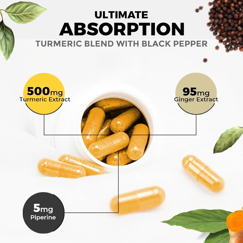 Suplementy z kurkumą, piperyną – Turmeric Curcumin Capsule recenzja i cena